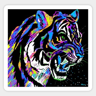 TIGER: Stalking Tiger Blue and Purple Sticker